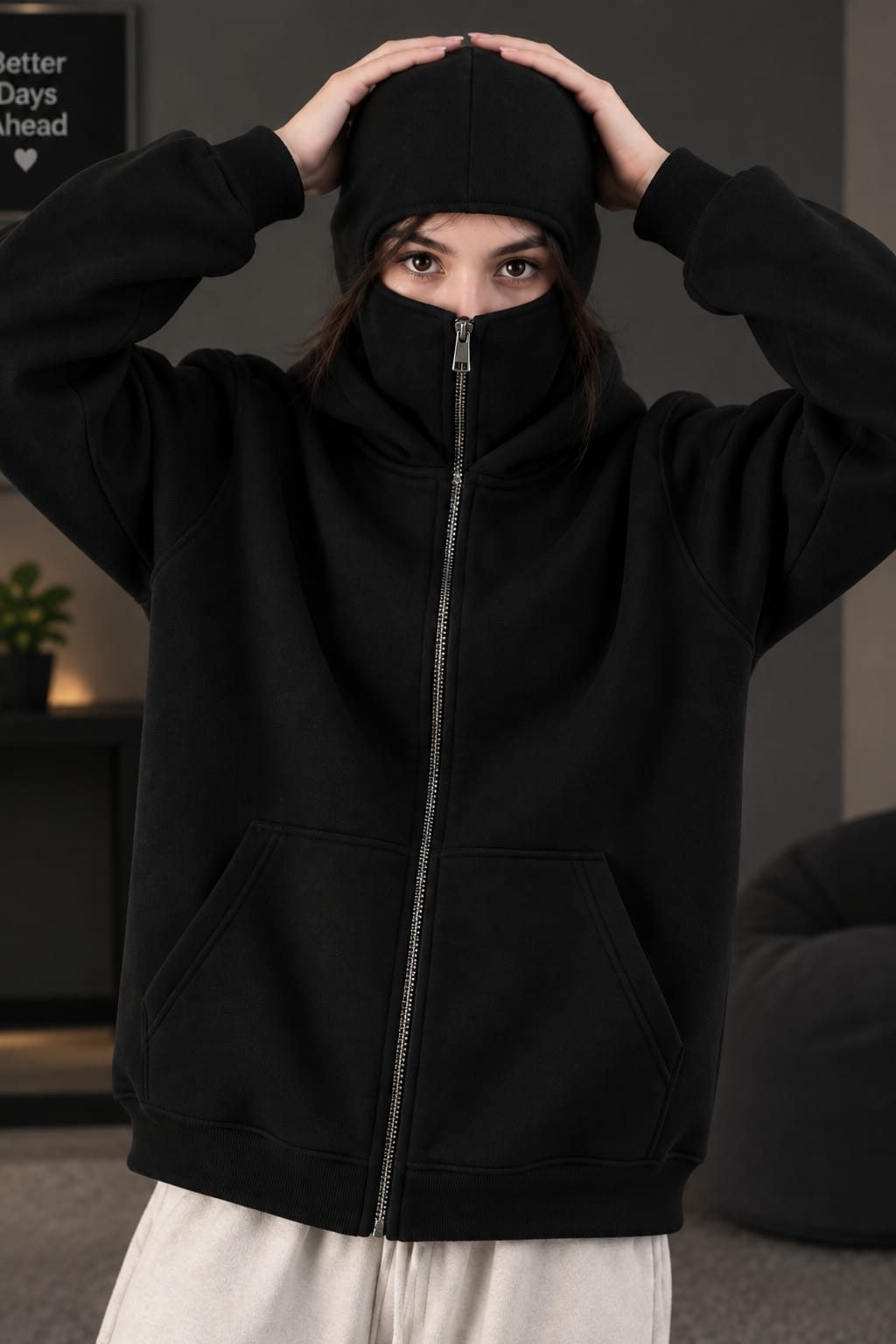 Balaclava Ninja Zipper Hoodie Jacket WOMEN