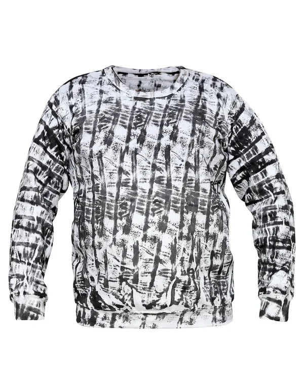 White & Black Random Printed Sweat Shirt For Unisex  for man