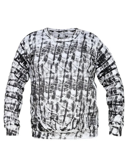 White & Black Random Printed Sweat Shirt For Unisex  for man