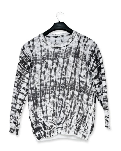 White & Black Random Printed Sweat Shirt For Unisex  for man