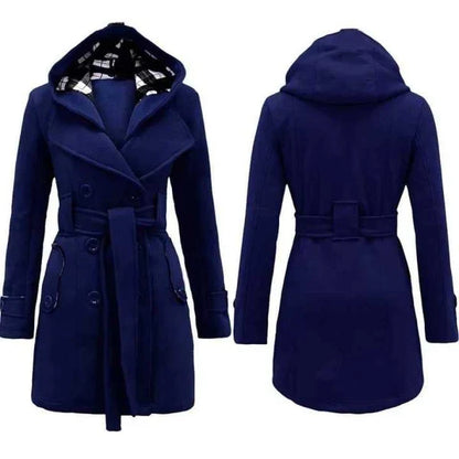 Navy Blue Women's Lace Trim Trench Coat Style Jacke for woman