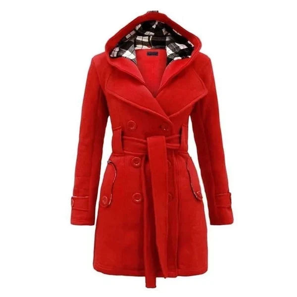 Red Women's Lace Trim Trench Coat Style Jacket for woman