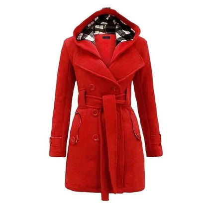 Red Women's Lace Trim Trench Coat Style Jacket for woman