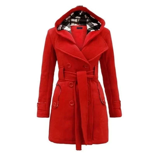 Red Women's Lace Trim Trench Coat Style Jacket for woman