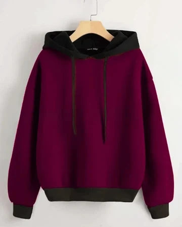 Maroon With Black Basic Kangaroo Hoodie for man