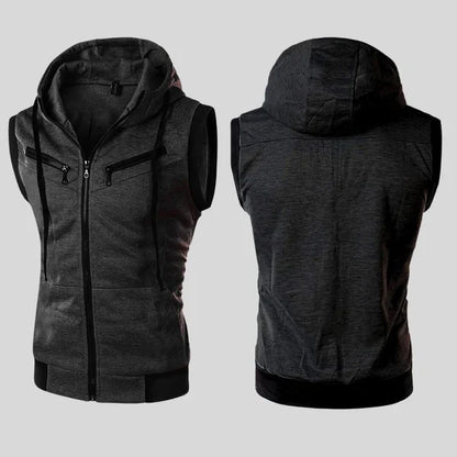 Charcoal Sleeveless Hooded Zipper for man &  woman