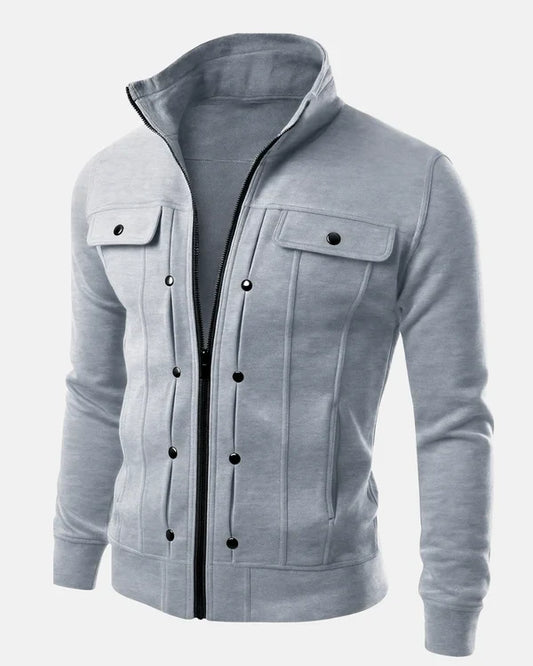 Grey Mexican Style Zipper Jacket For Men