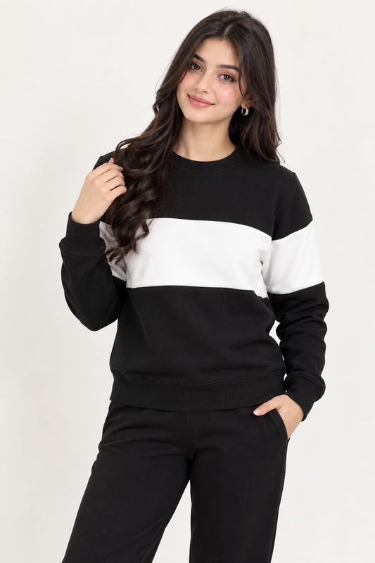 Zebra Black And White Block Sweatshirt women