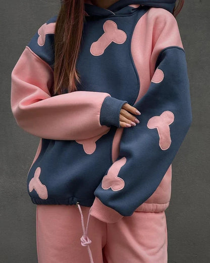 Navy Blue with Pink Mushroom Printed Co-Ord Set for woman