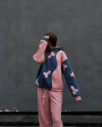 Navy Blue with Pink Mushroom Printed Co-Ord Set for woman
