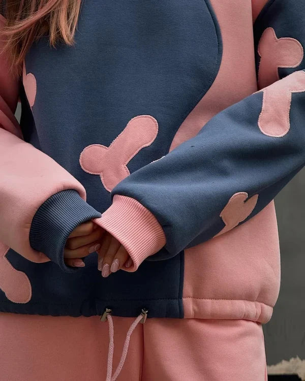 Navy Blue with Pink Mushroom Printed Co-Ord Set for woman